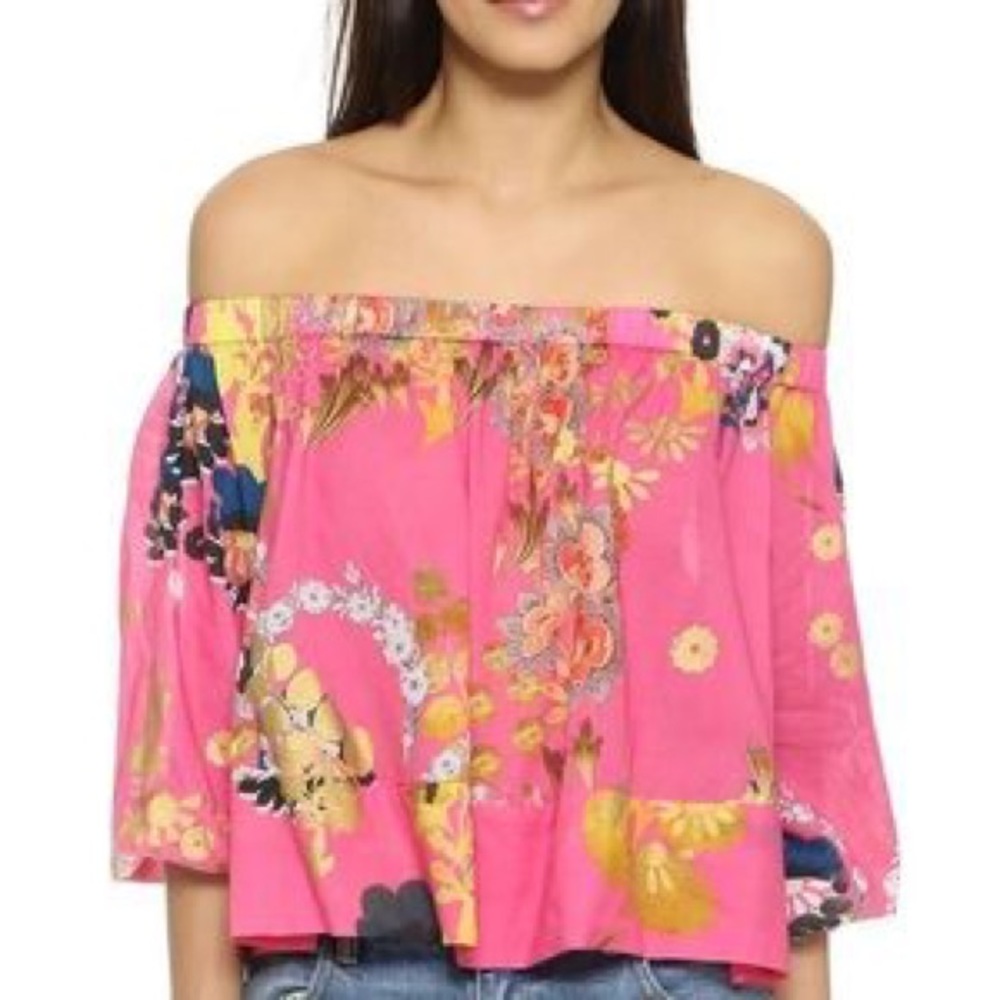 Cynthia Rowley Pink Voile Off the Shoulder Top